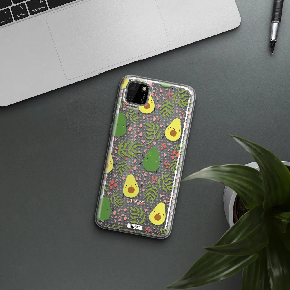 a pattern of avocado and leaves Huawei Honor 9S Clear TPU Case
