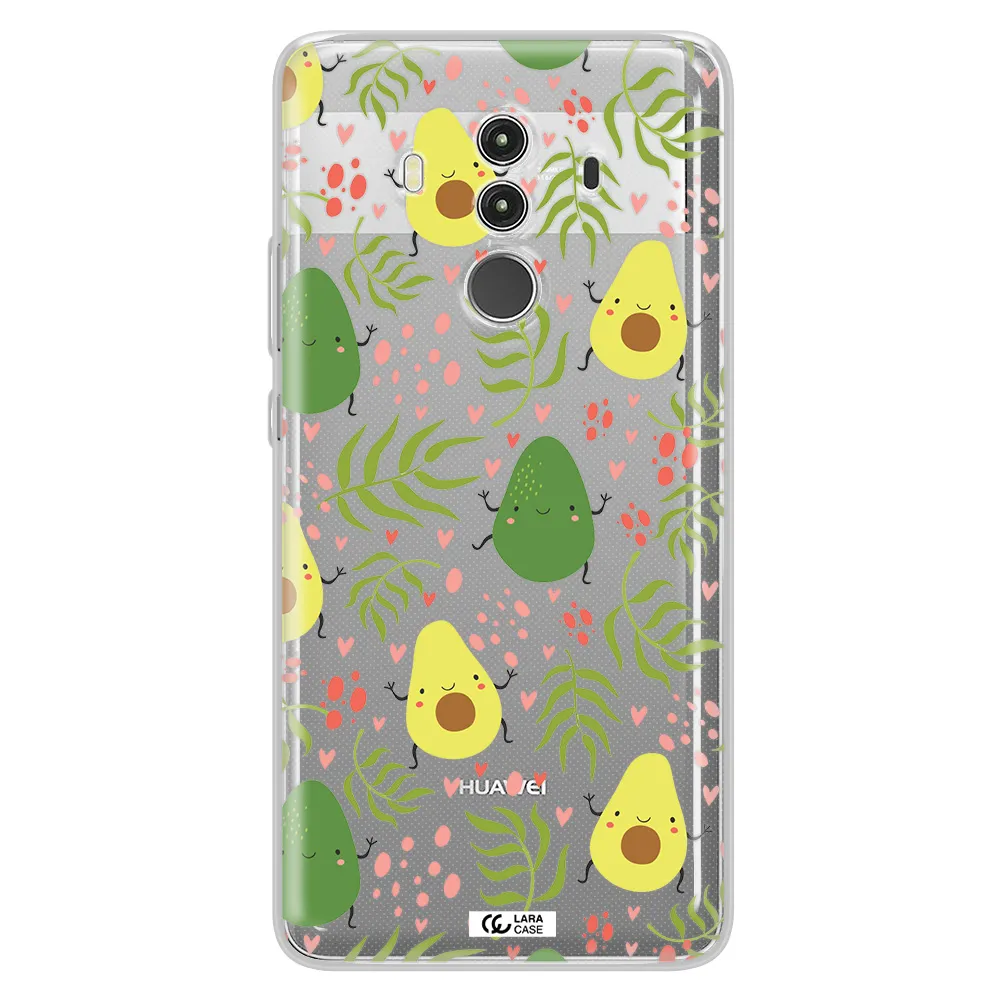 a pattern of avocado and leaves Huawei Mate 10 Clear TPU Case