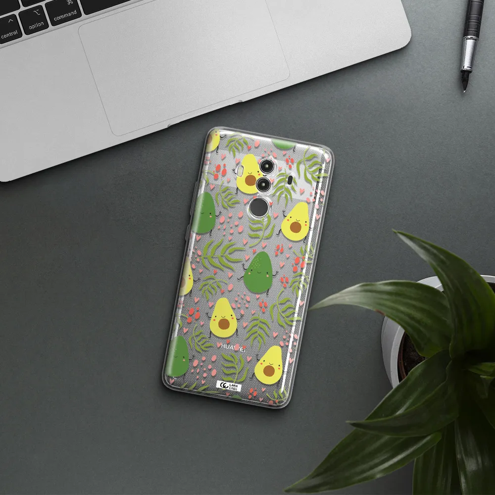 a pattern of avocado and leaves Huawei Mate 10 Clear TPU Case