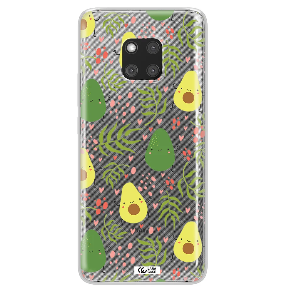 a pattern of avocado and leaves Huawei Mate 20 Pro Clear TPU Case