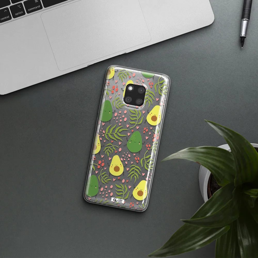 a pattern of avocado and leaves Huawei Mate 20 Pro Clear TPU Case