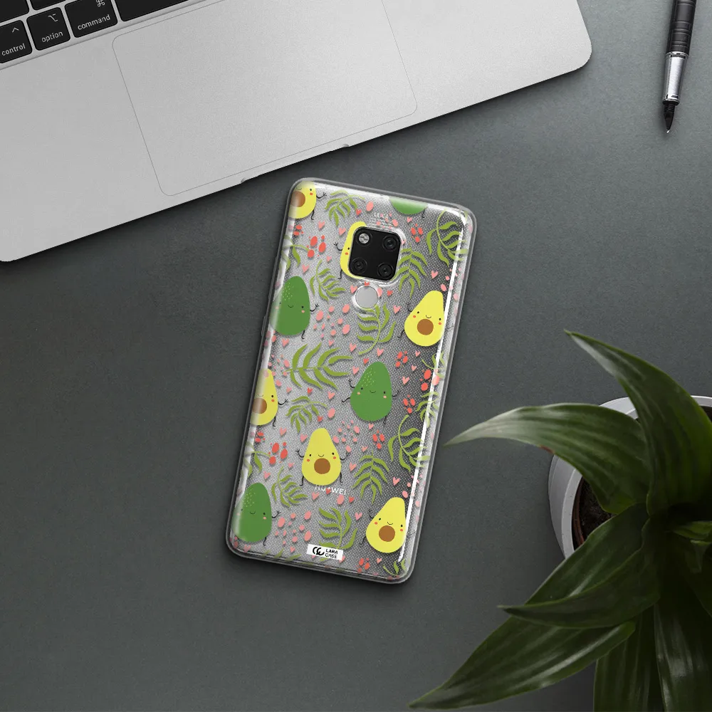 a pattern of avocado and leaves Huawei Mate 20X Clear TPU Case