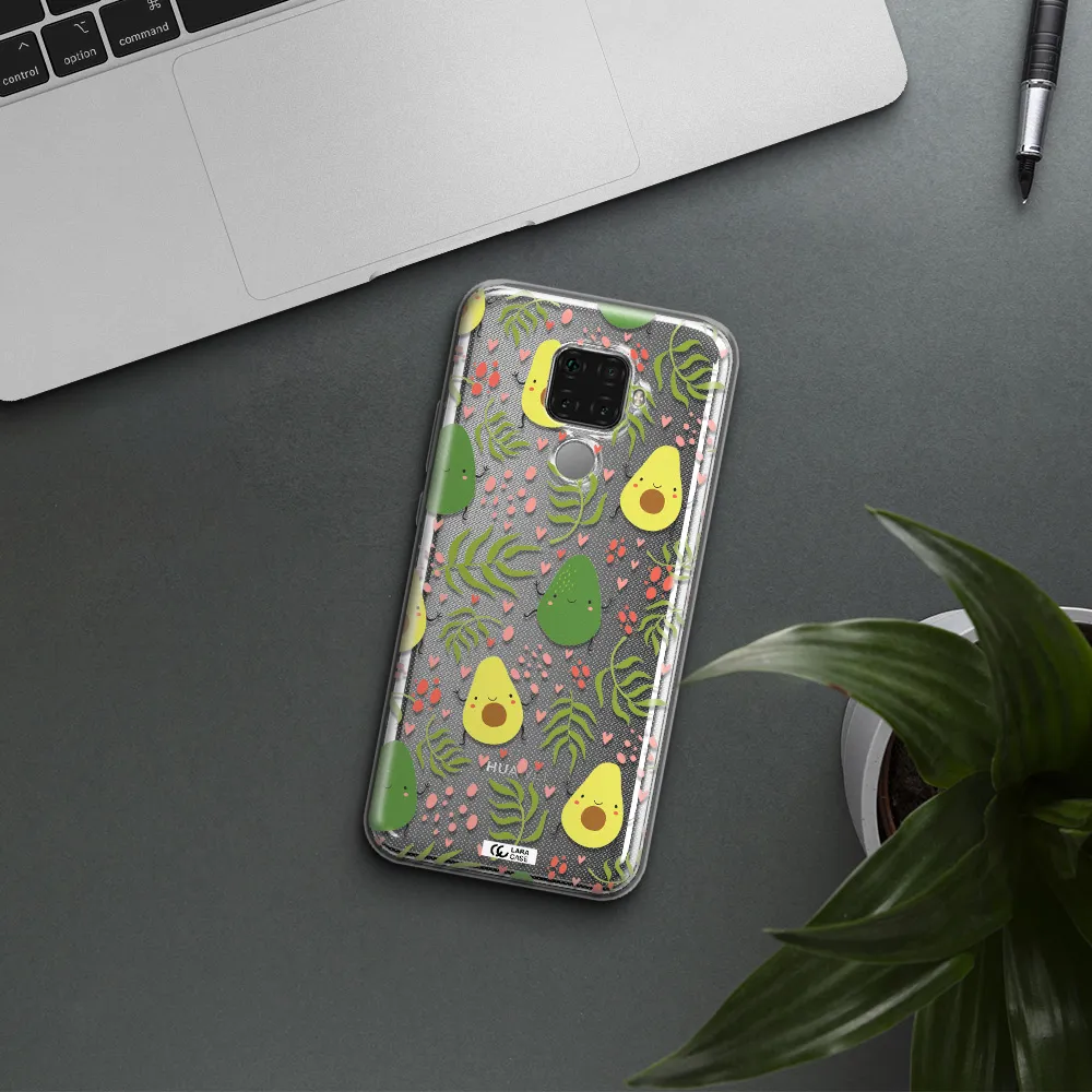 a pattern of avocado and leaves Huawei Mate 30 Lite Clear TPU Case