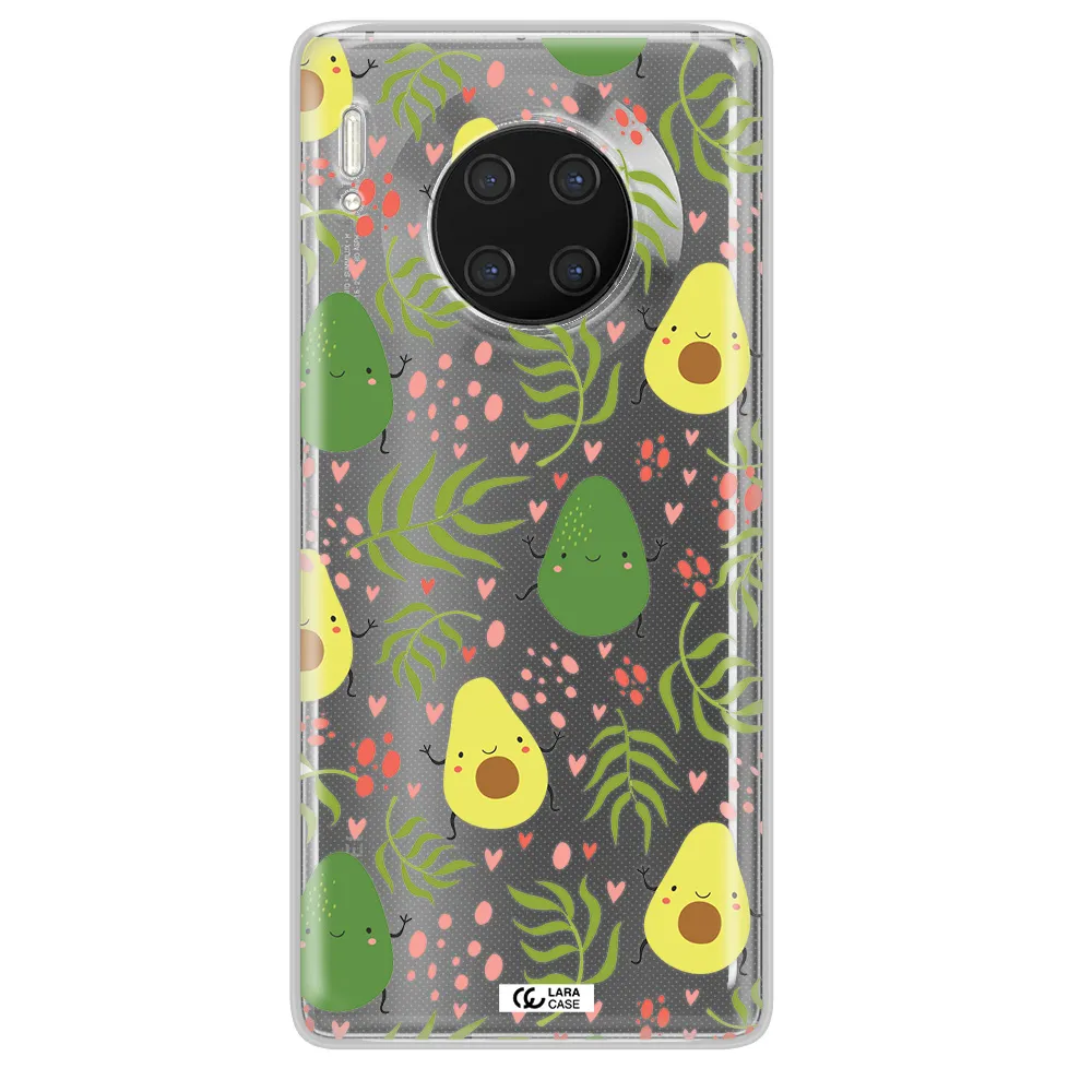 a pattern of avocado and leaves Huawei Mate 30 Pro Clear TPU Case