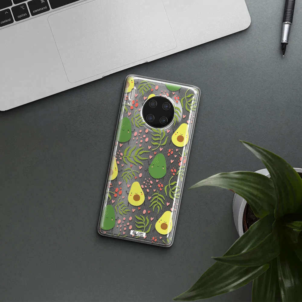 a pattern of avocado and leaves Huawei Mate 30 Pro Clear TPU Case