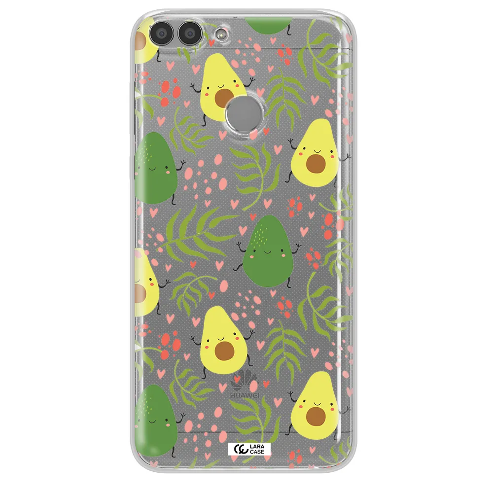 a pattern of avocado and leaves Huawei P Smart 2017 Clear TPU Case