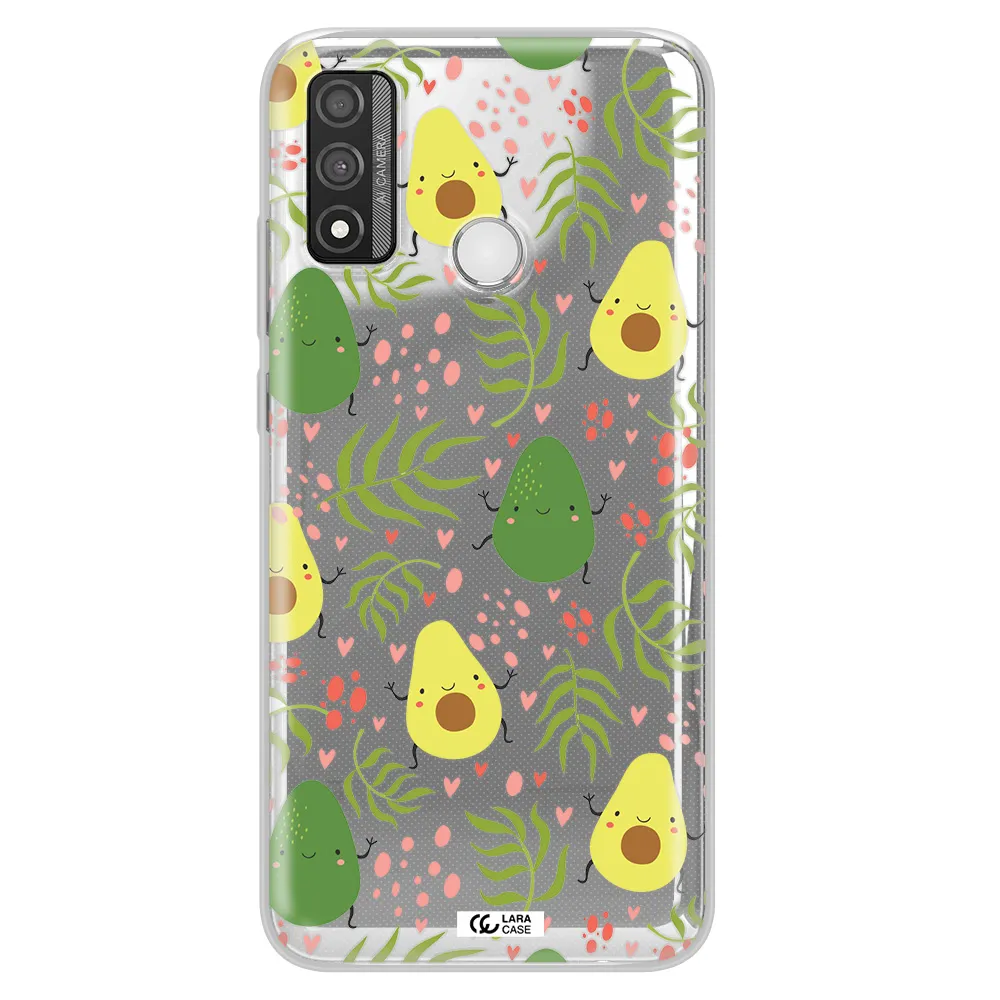 a pattern of avocado and leaves Huawei P Smart 2020 Clear TPU Case