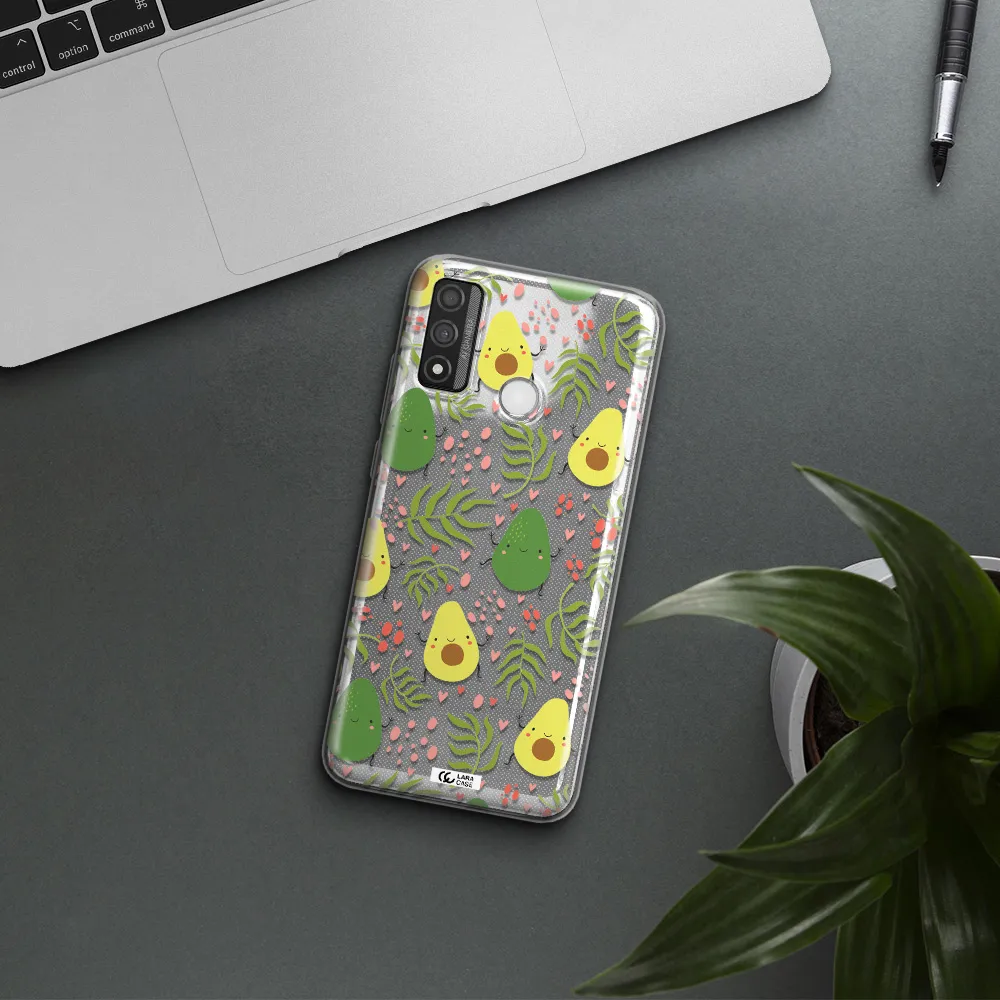 a pattern of avocado and leaves Huawei P Smart 2020 Clear TPU Case