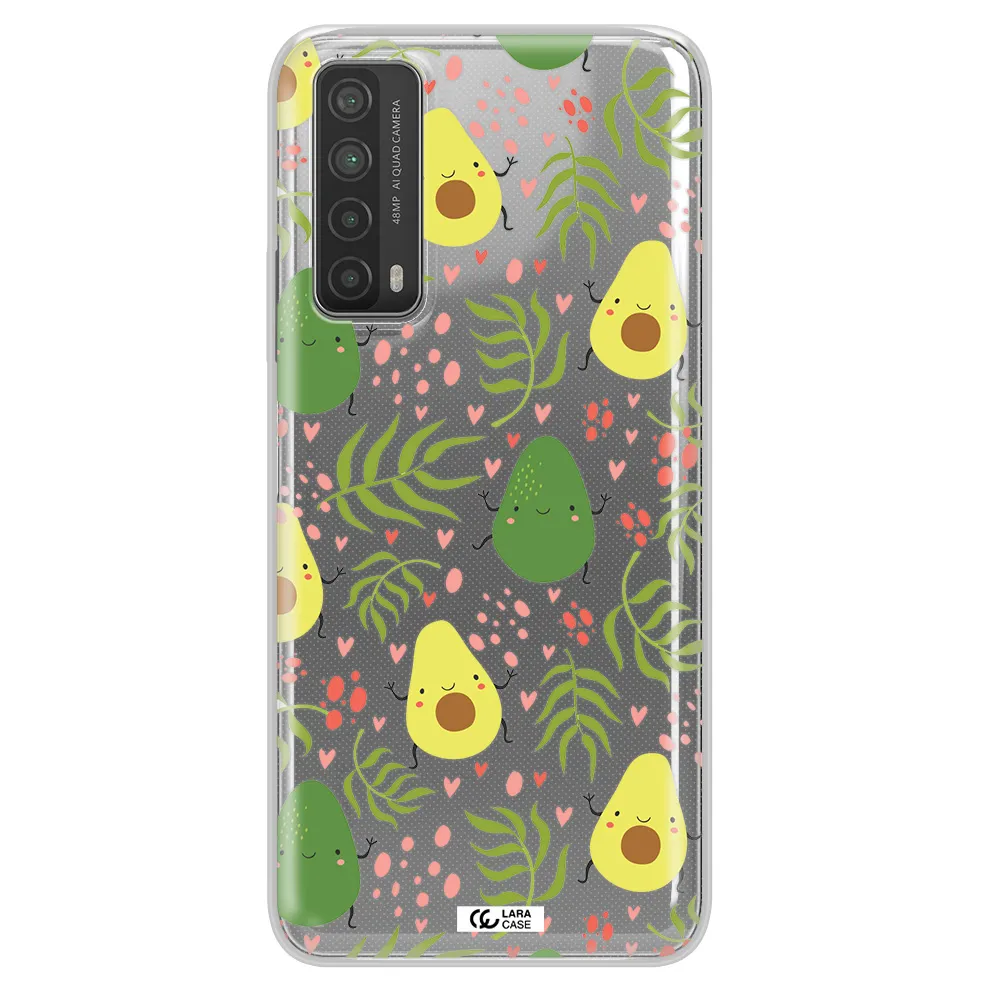 a pattern of avocado and leaves Huawei P Smart 2021 Clear TPU Case