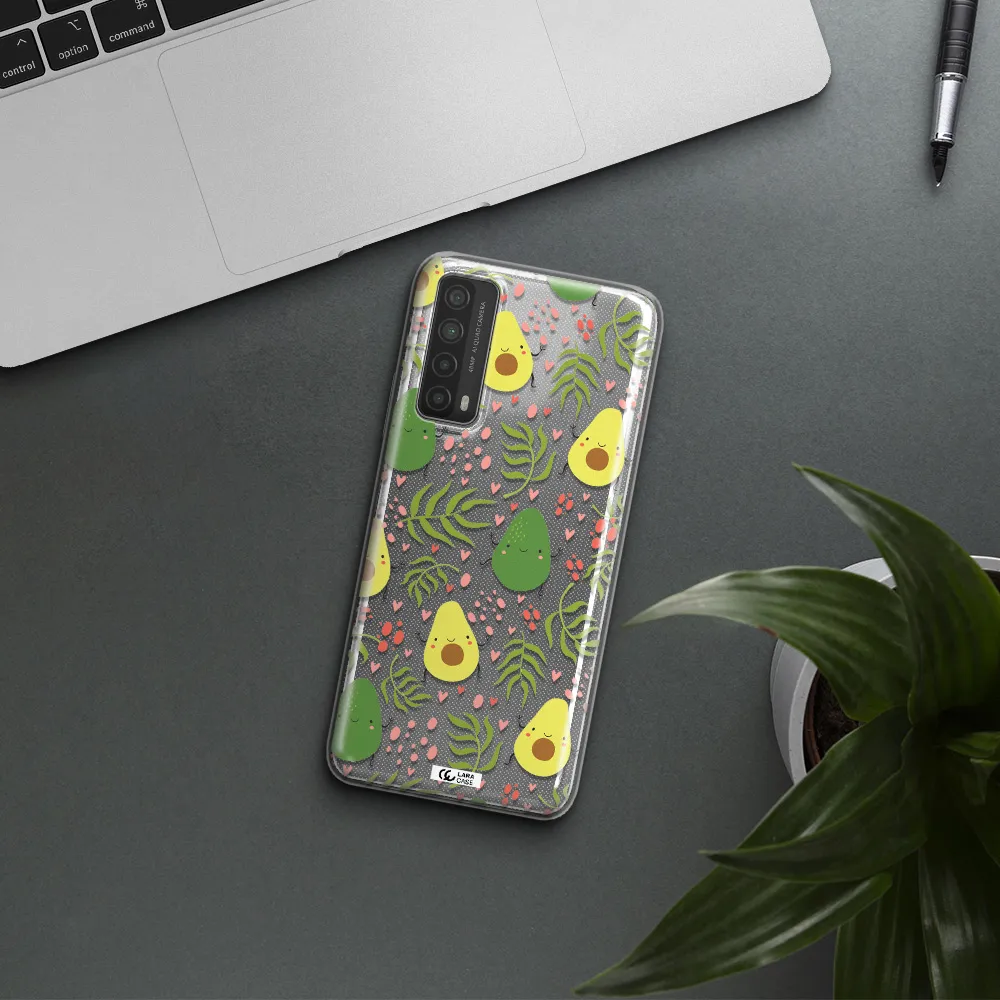 a pattern of avocado and leaves Huawei P Smart 2021 Clear TPU Case