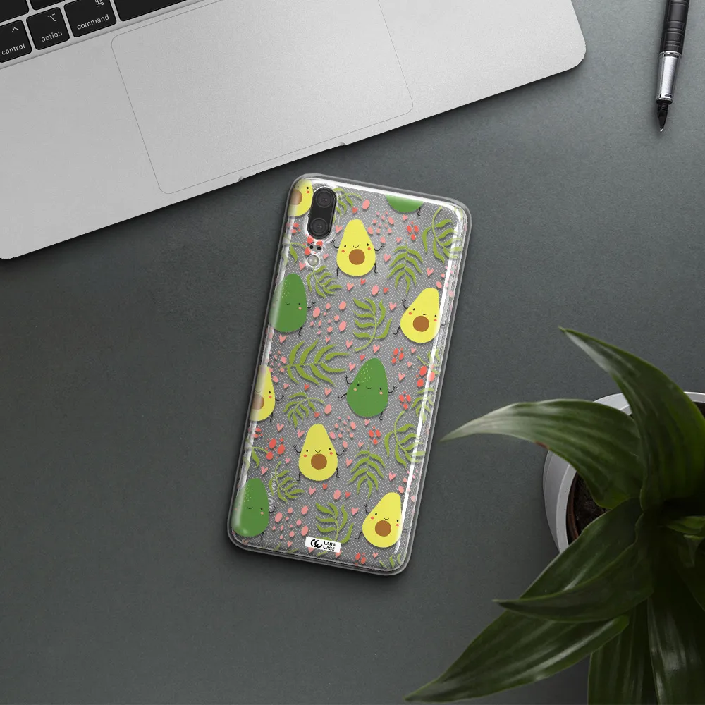a pattern of avocado and leaves Huawei P20 Clear TPU Case