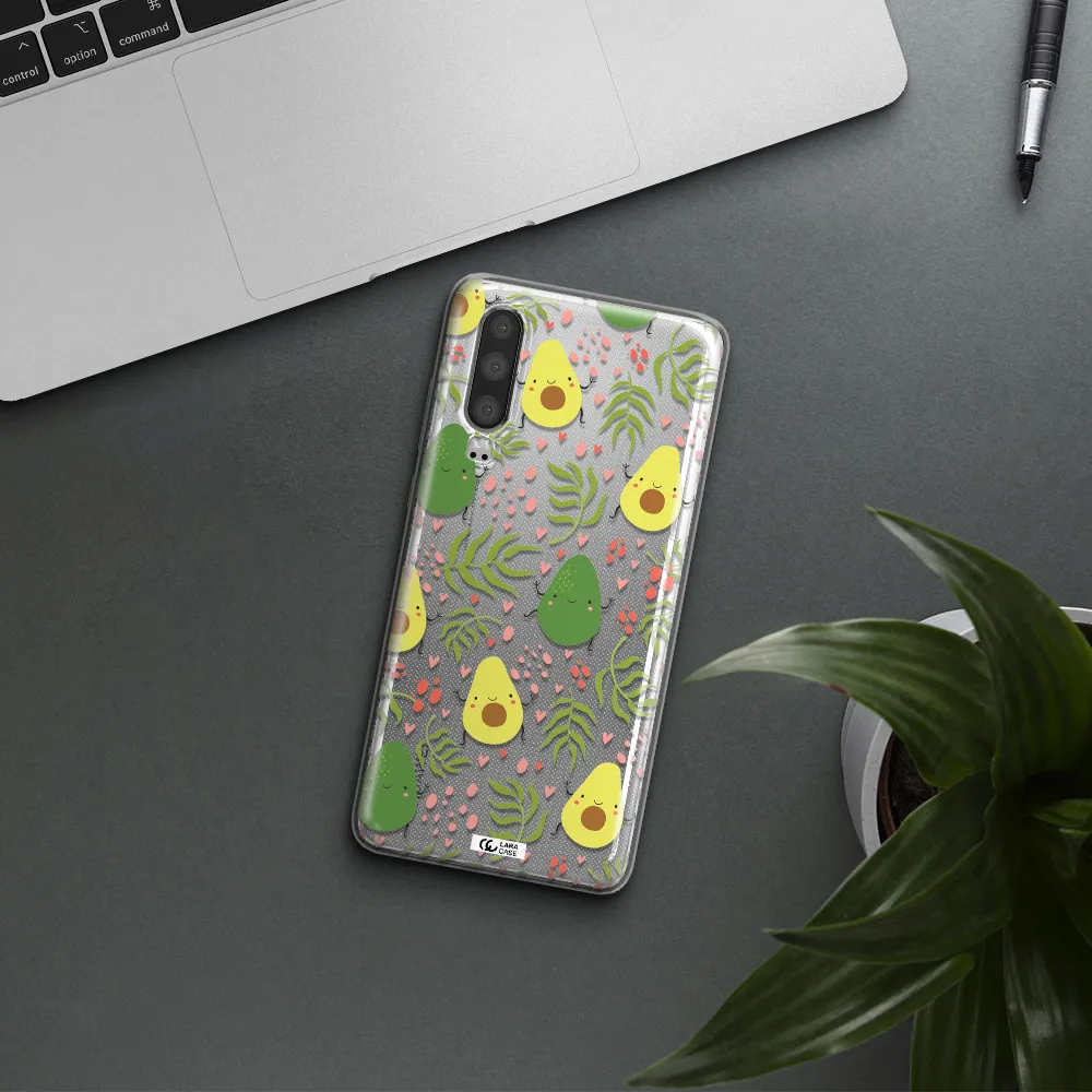 a pattern of avocado and leaves Huawei P30 Clear TPU Case