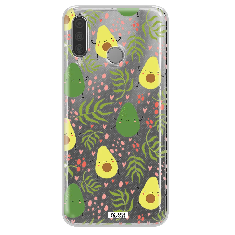 a pattern of avocado and leaves Huawei P30 Lite Clear TPU Case