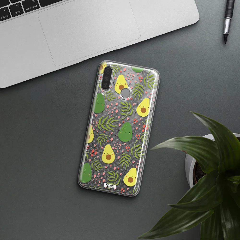 a pattern of avocado and leaves Huawei P30 Lite Clear TPU Case