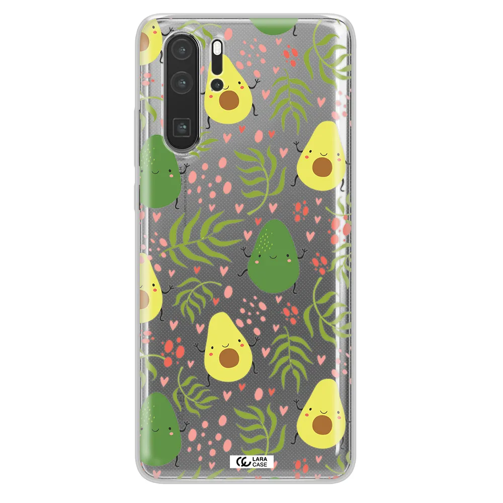 a pattern of avocado and leaves Huawei P30 Pro Clear TPU Case