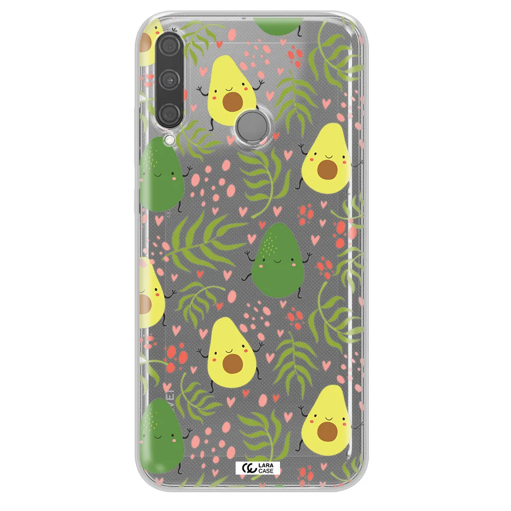 a pattern of avocado and leaves Huawei P40 Lite E Clear TPU Case