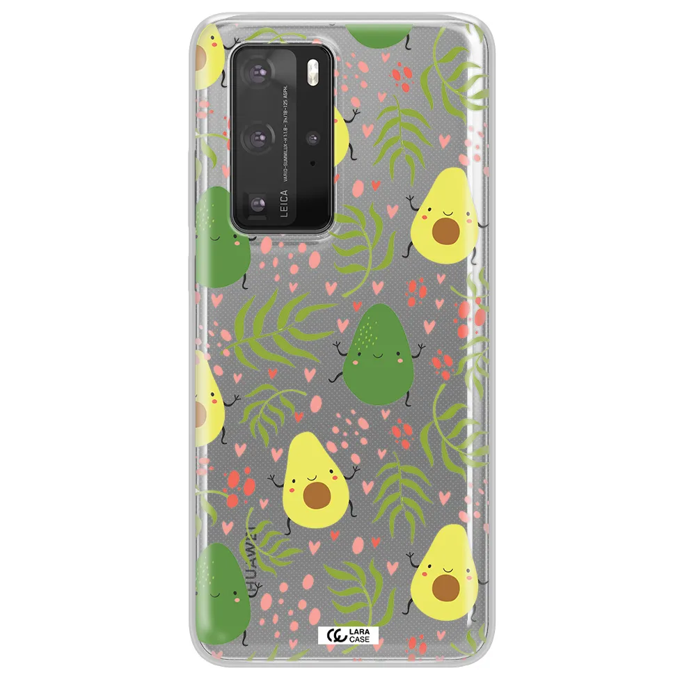 a pattern of avocado and leaves Huawei P40 Pro Clear TPU Case