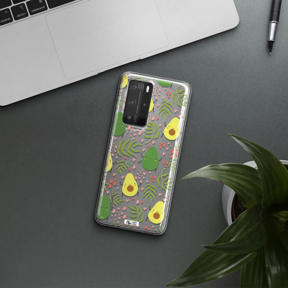 a pattern of avocado and leaves Huawei P40 Pro Clear TPU Case
