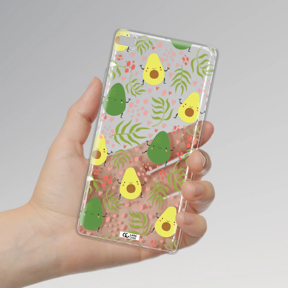 a pattern of avocado and leaves Huawei P8 Clear TPU Case