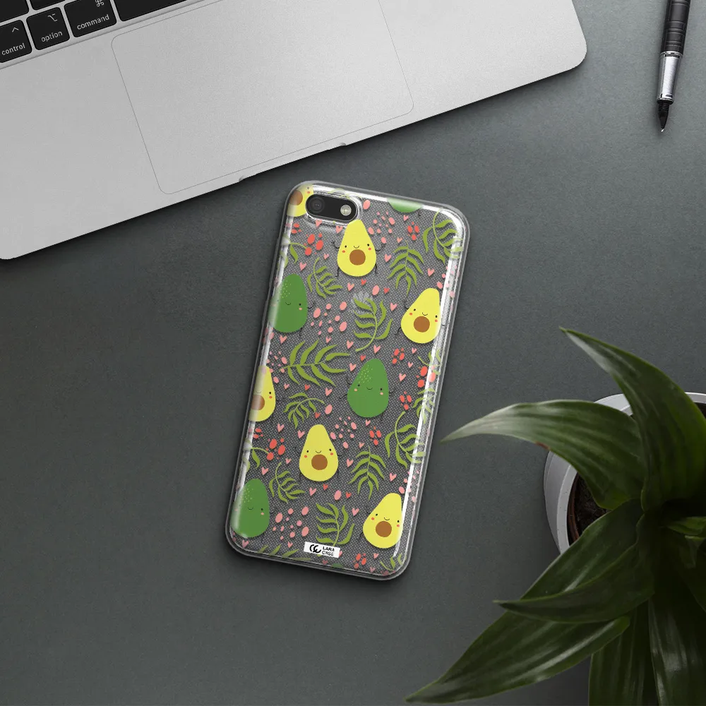 a pattern of avocado and leaves Huawei Y5 2018 Clear TPU Case