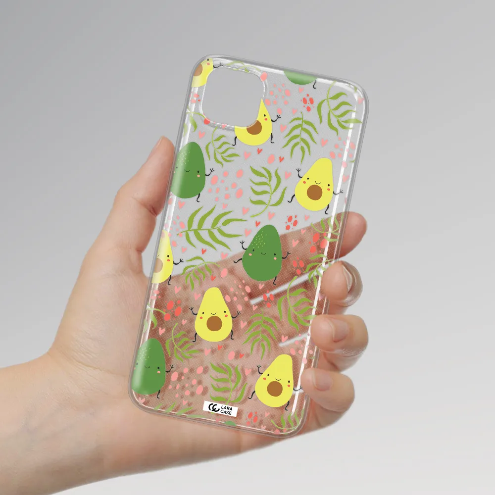a pattern of avocado and leaves Huawei Y5P Clear TPU Case