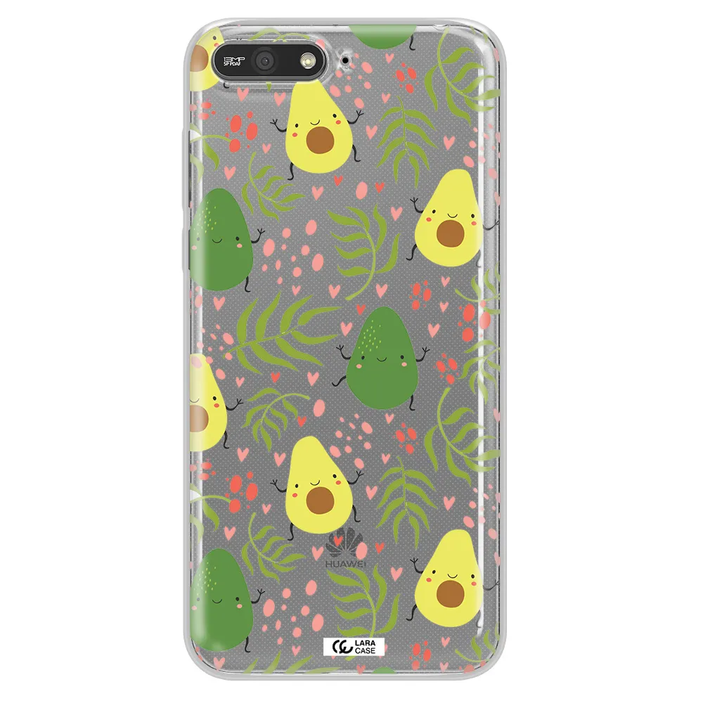 a pattern of avocado and leaves Huawei Y6 2018 Clear TPU Case