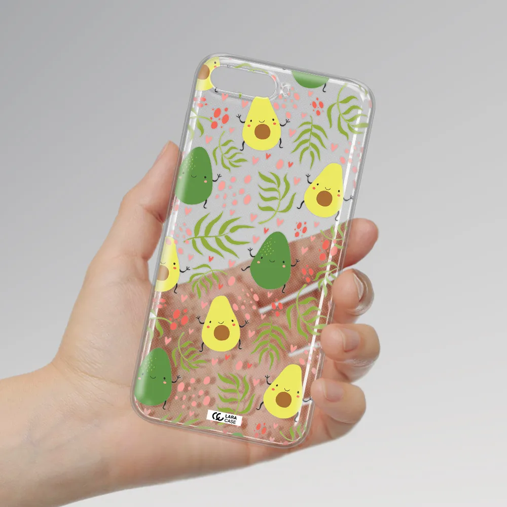 a pattern of avocado and leaves Huawei Y6 2018 Clear TPU Case