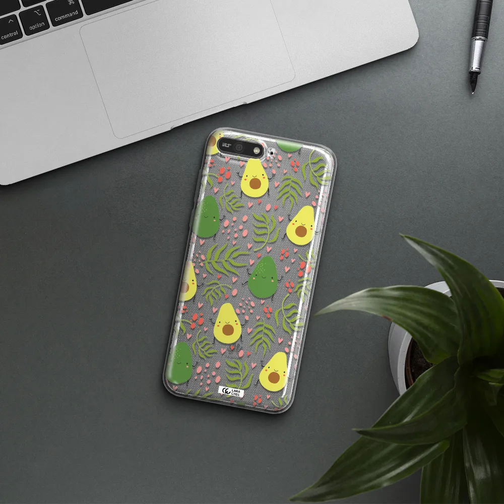 a pattern of avocado and leaves Huawei Y6 2018 Clear TPU Case
