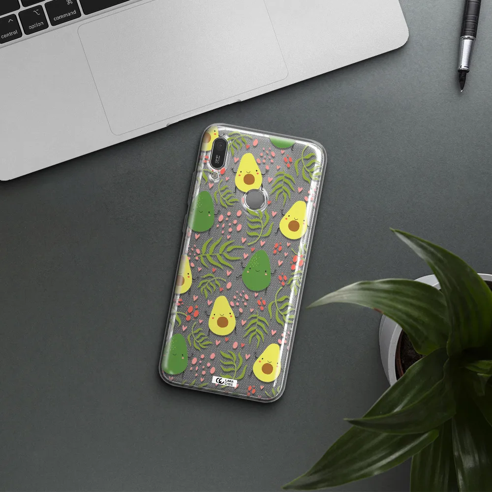 a pattern of avocado and leaves Huawei Y6 2019 Clear TPU Case