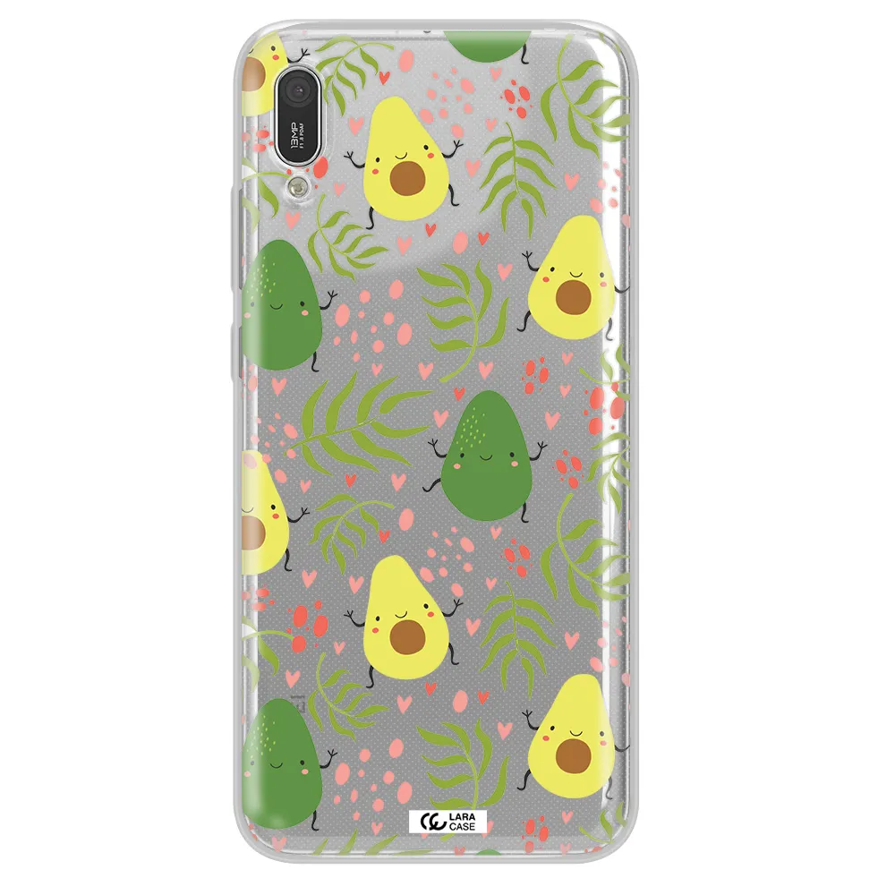 a pattern of avocado and leaves Huawei Y6 Pro 2019 Clear TPU Case