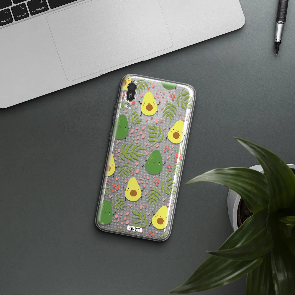 a pattern of avocado and leaves Huawei Y6 Pro 2019 Clear TPU Case
