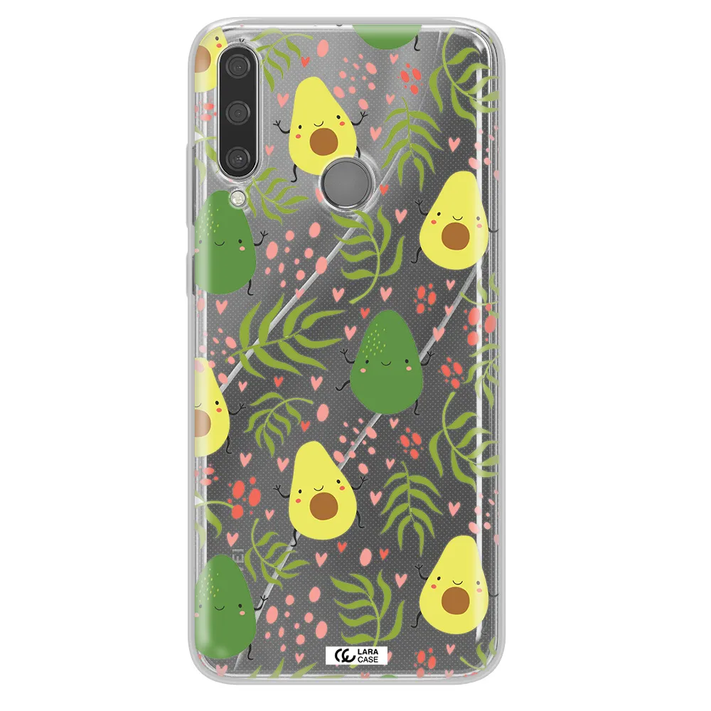 a pattern of avocado and leaves Huawei Y6P Clear TPU Case