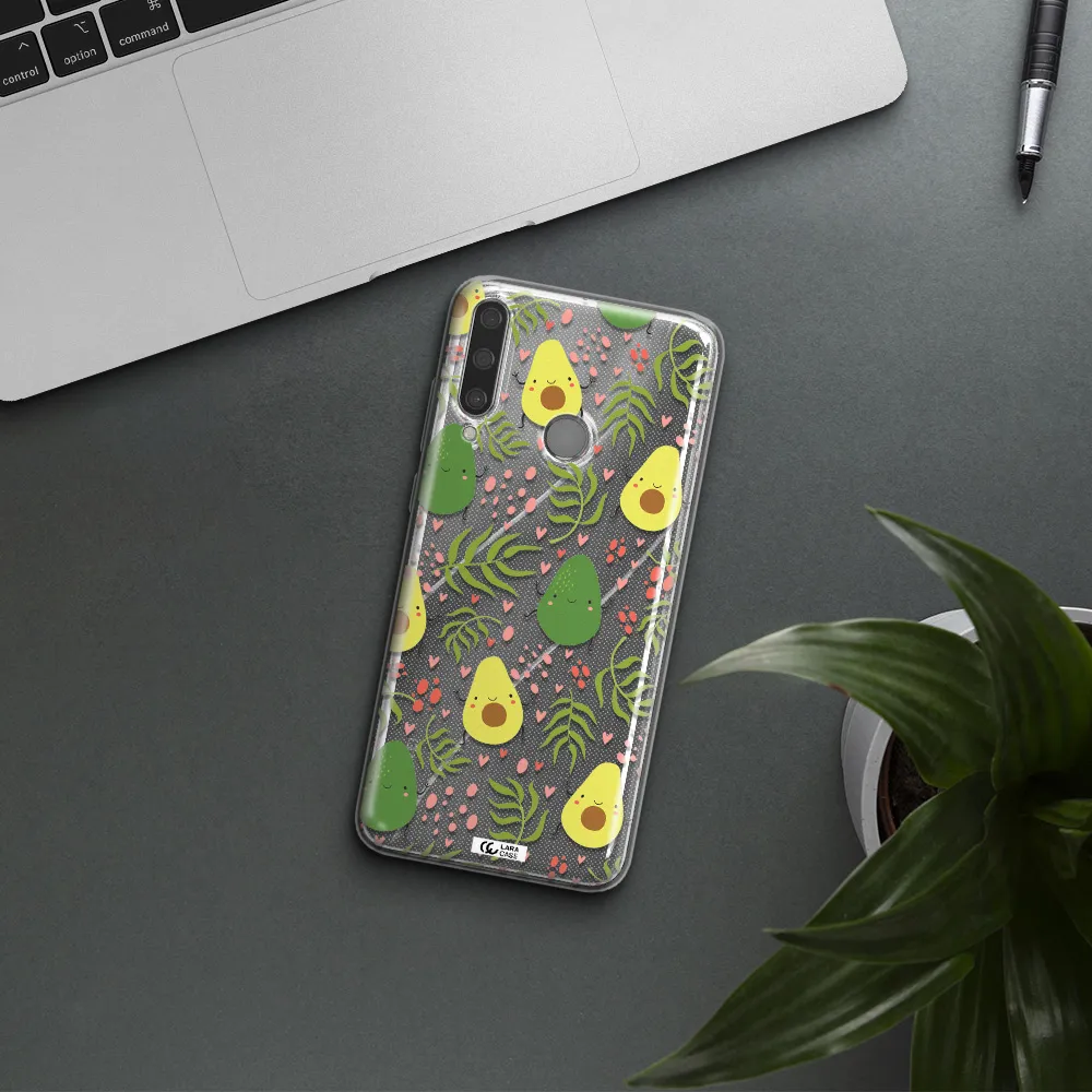 a pattern of avocado and leaves Huawei Y6P Clear TPU Case