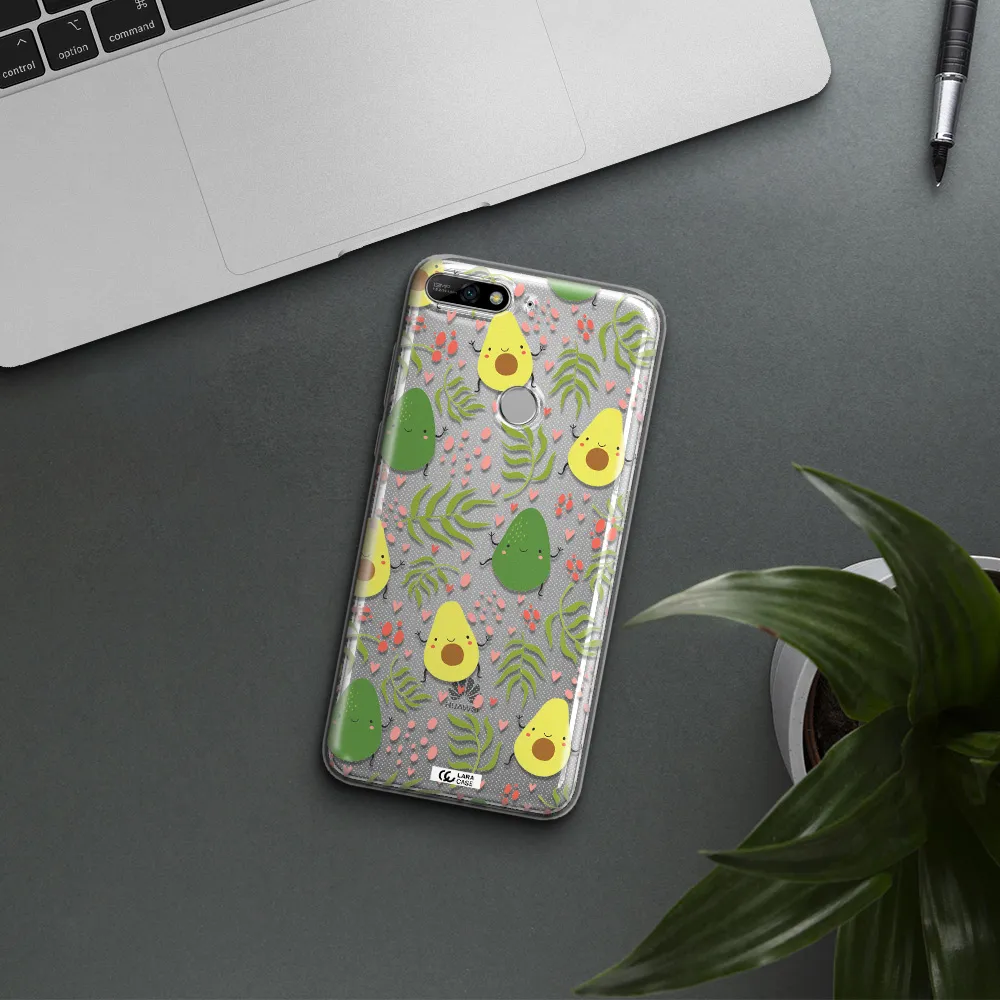 a pattern of avocado and leaves Huawei Y7 2018 Clear TPU Case