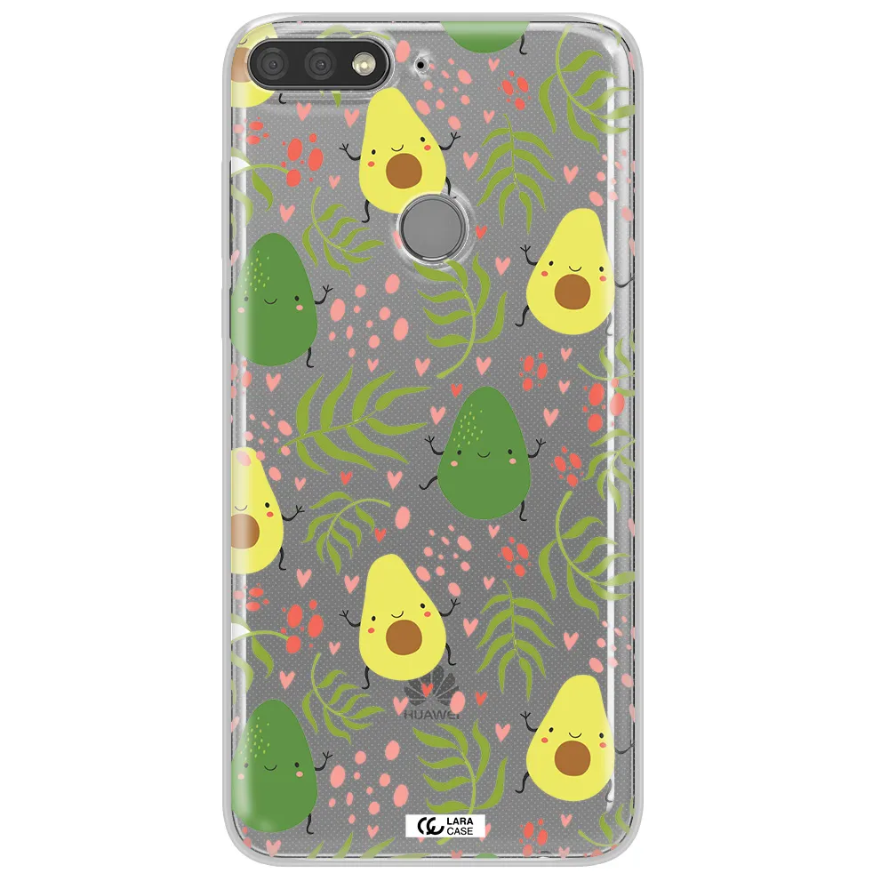 a pattern of avocado and leaves Huawei Y7 Prime 2018 Clear TPU Case
