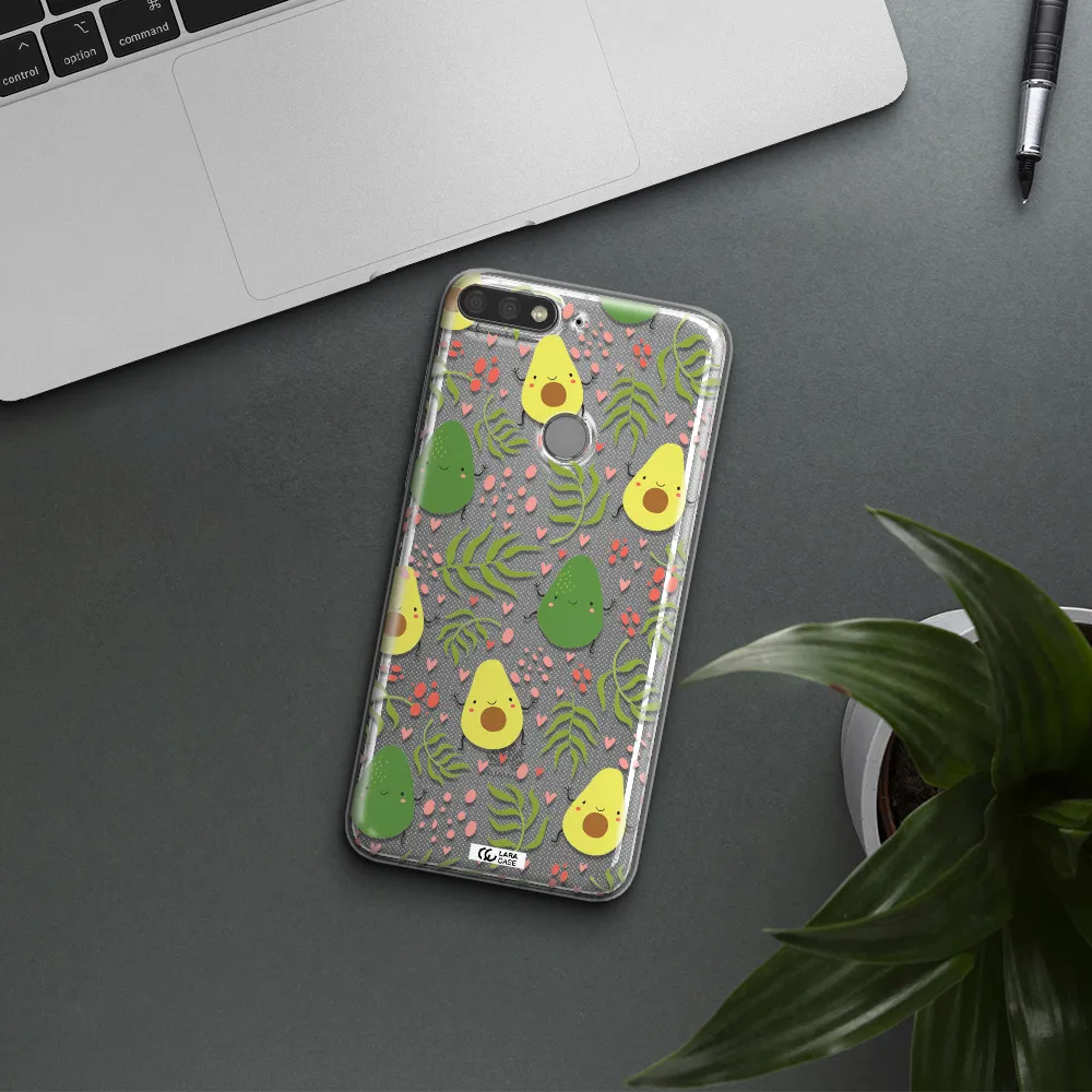 a pattern of avocado and leaves Huawei Y7 Prime 2018 Clear TPU Case