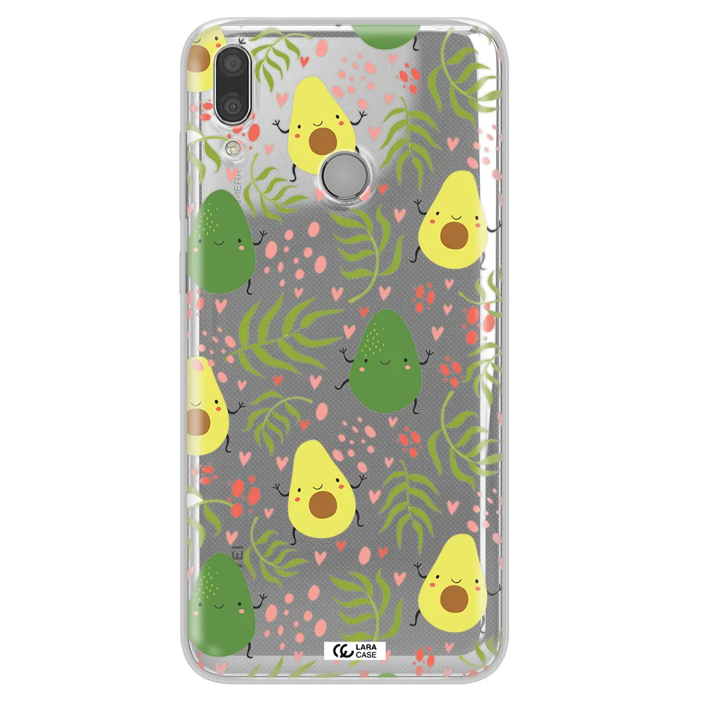 a pattern of avocado and leaves Huawei Y9 2019 Clear TPU Case