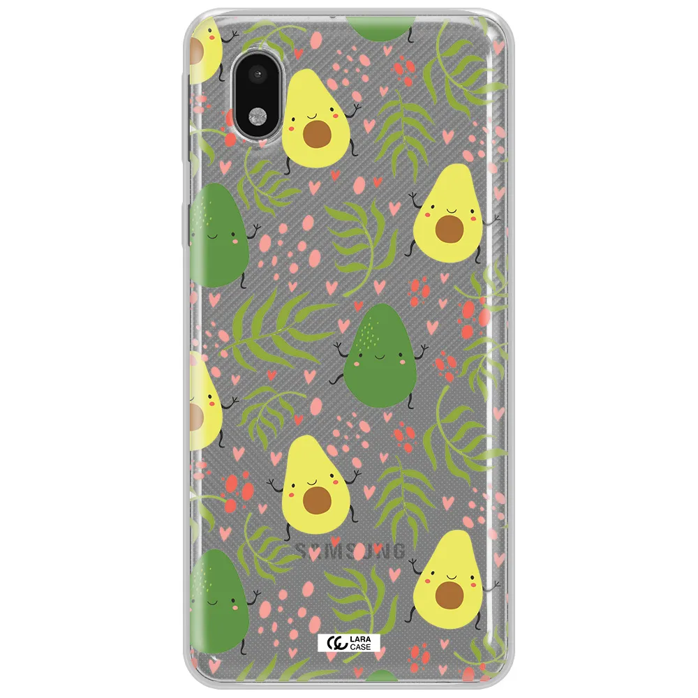 A Pattern Of Avocado And Leaves Samsung A01 Core Clear Tpu Case
