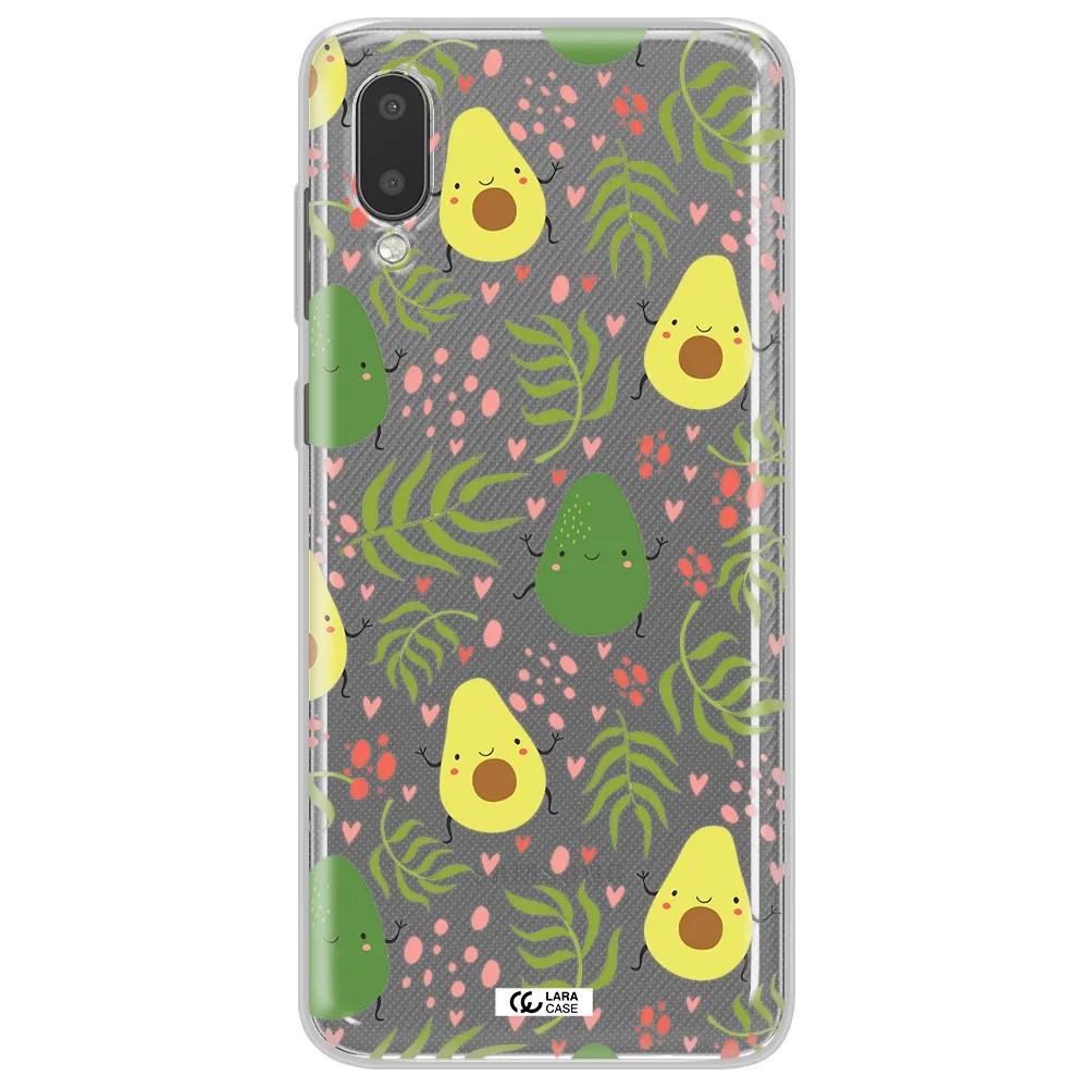 a pattern of avocado and leaves Samsung A02 Clear TPU Case