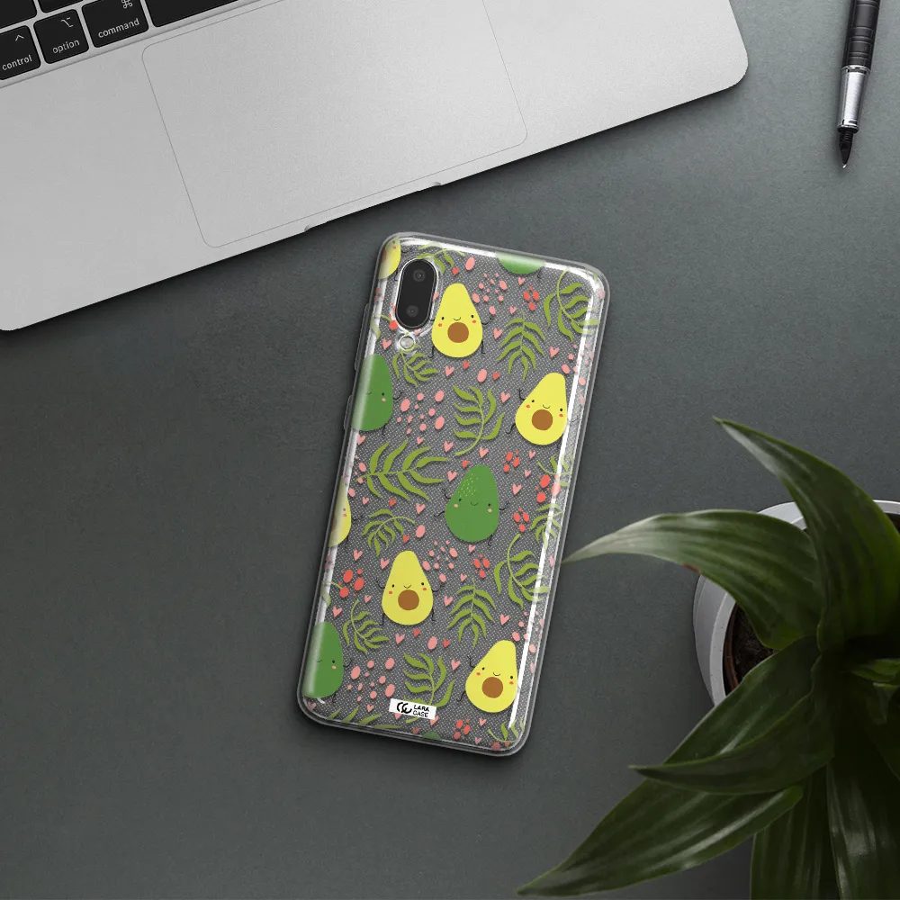 a pattern of avocado and leaves Samsung A02 Clear TPU Case