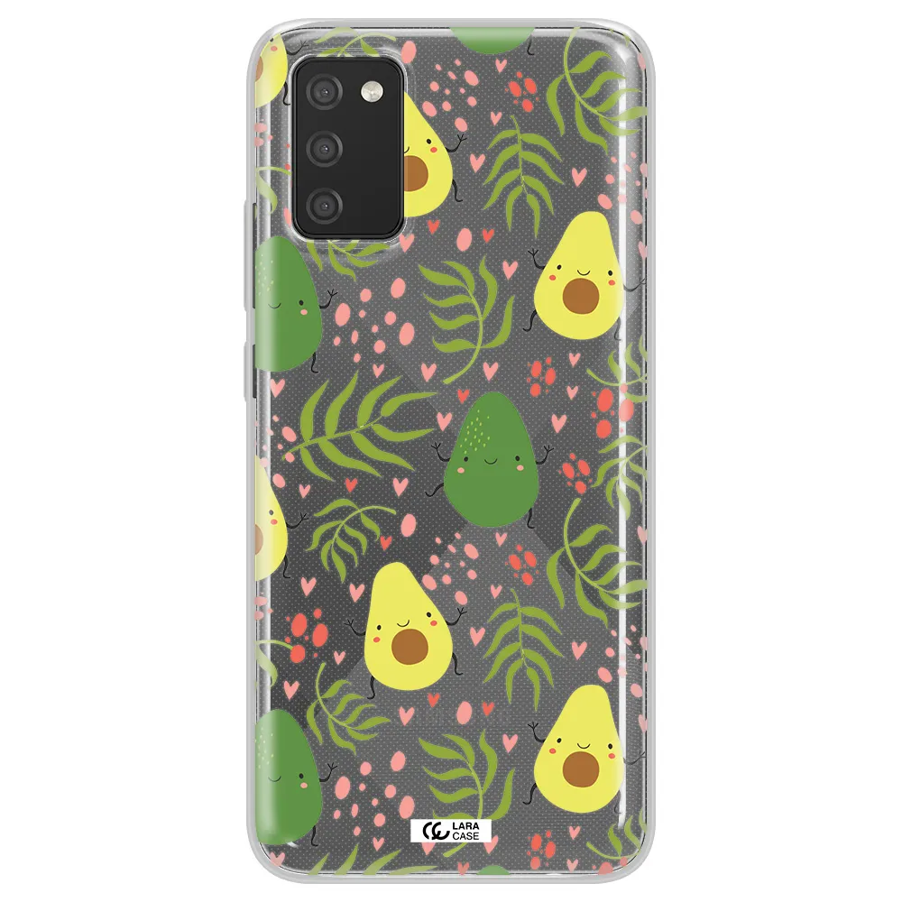 a pattern of avocado and leaves Samsung A02S Clear TPU Case