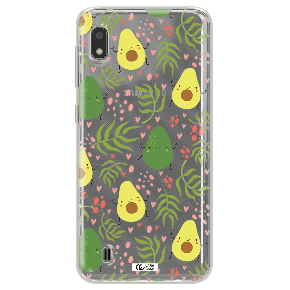 a pattern of avocado and leaves Samsung A10 Clear TPU Case
