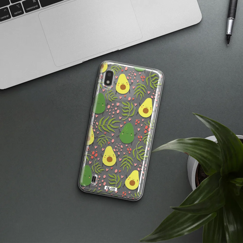 a pattern of avocado and leaves Samsung A10 Clear TPU Case