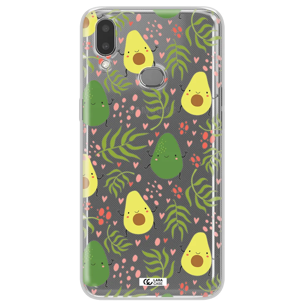 a pattern of avocado and leaves Samsung A10S Clear TPU Case