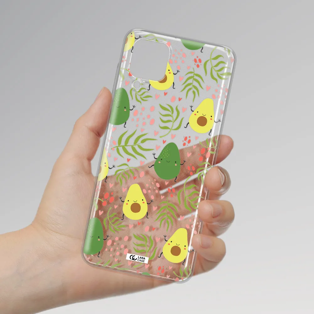a pattern of avocado and leaves Samsung A12 4g Clear TPU Case