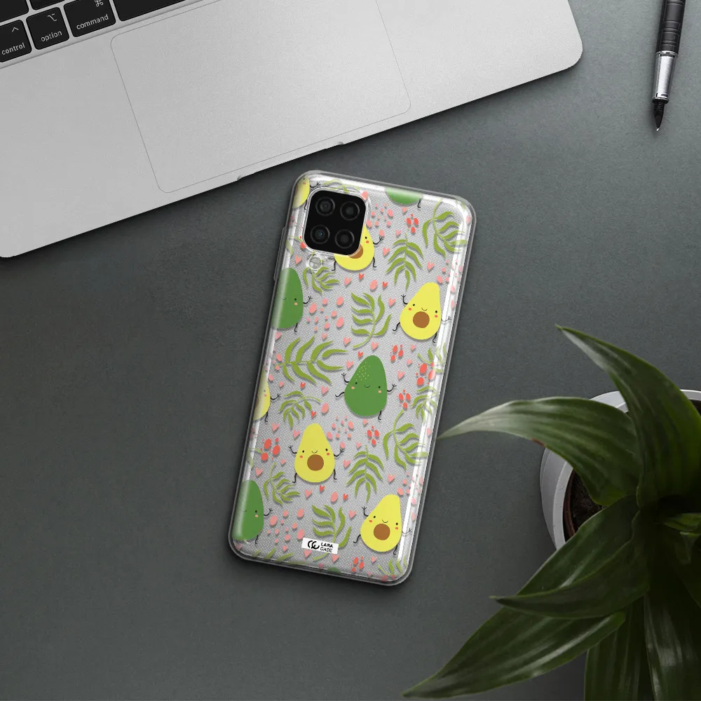 a pattern of avocado and leaves Samsung A12 4g Clear TPU Case