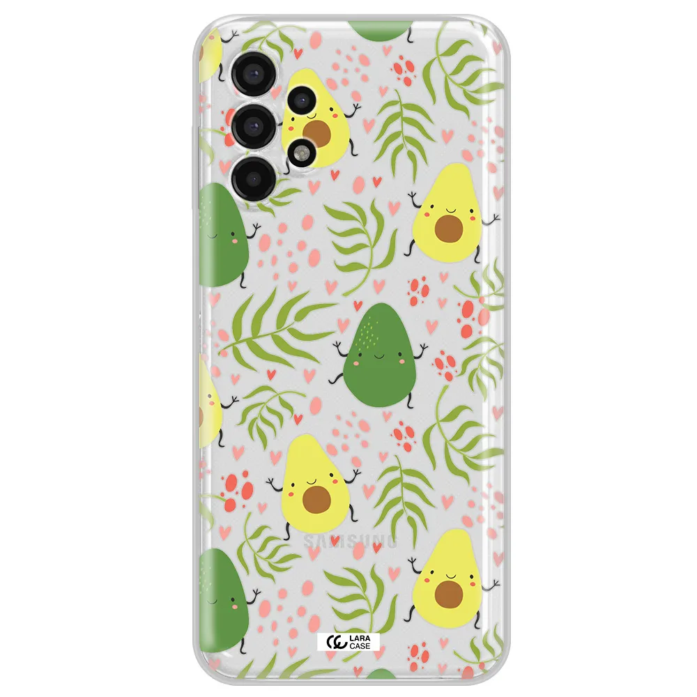 a pattern of avocado and leaves Samsung A13 4g Clear TPU Case