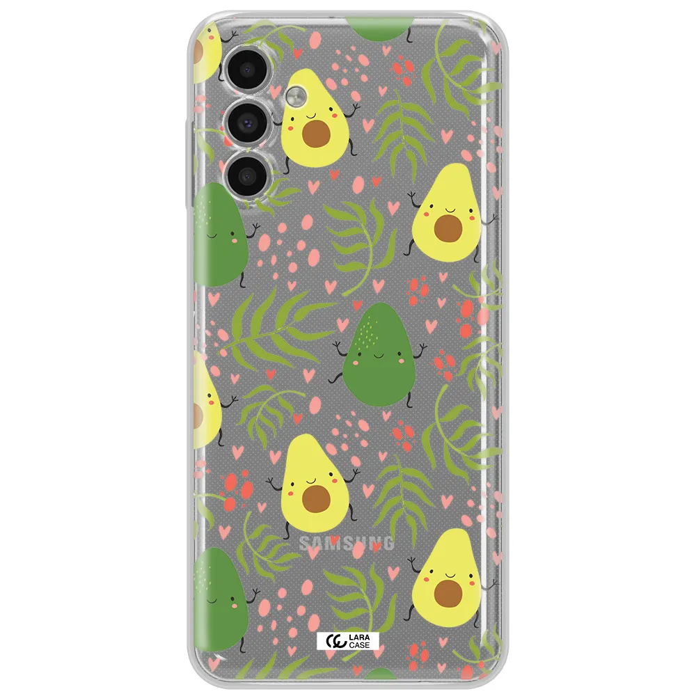 A Pattern Of Avocado And Leaves Samsung A13 5G Clear Tpu Case