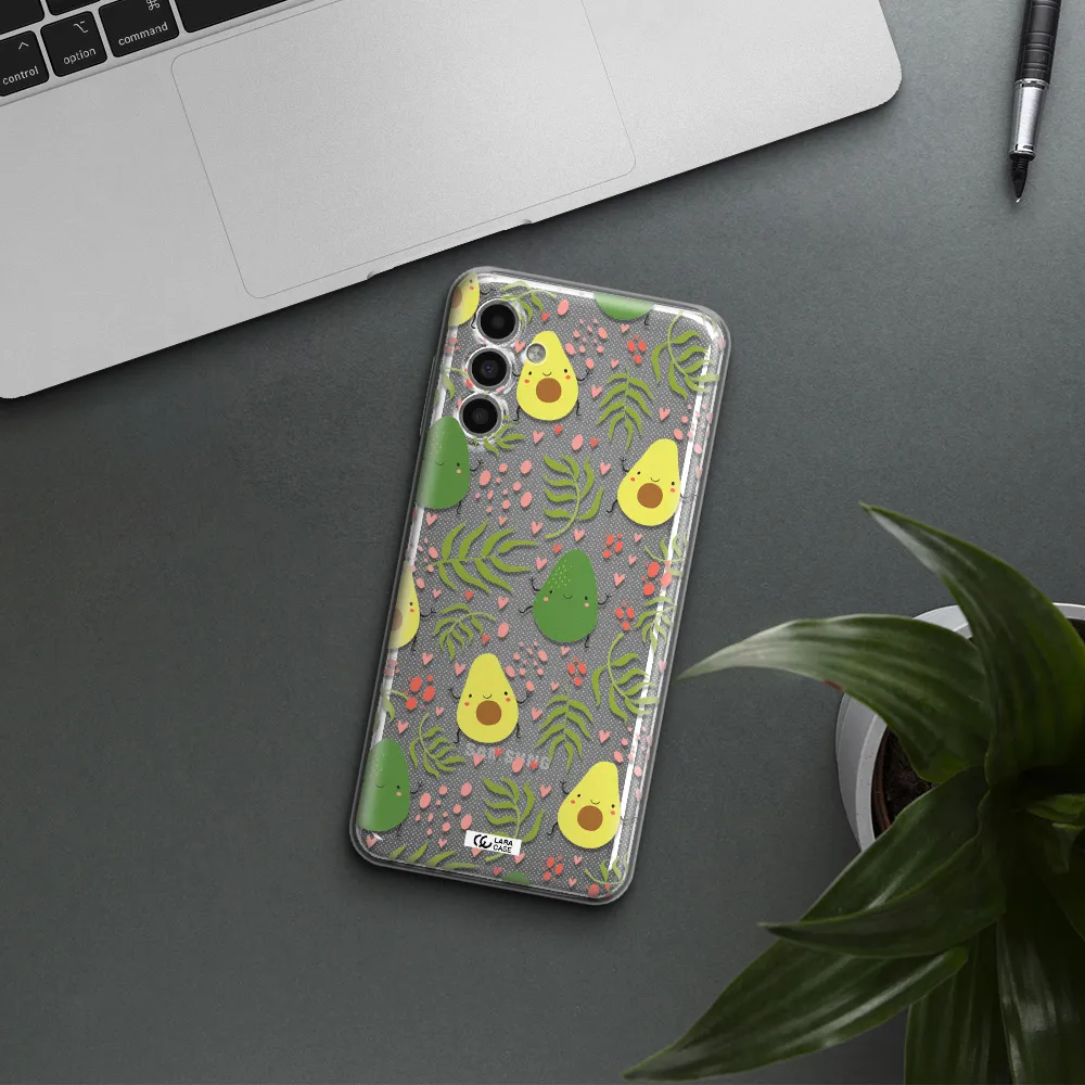 A Pattern Of Avocado And Leaves Samsung A13 5G Clear Tpu Case