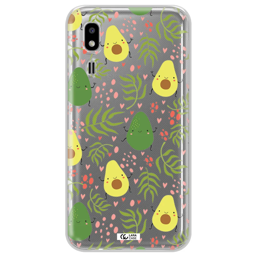 a pattern of avocado and leaves Samsung A2 Core Clear TPU Case